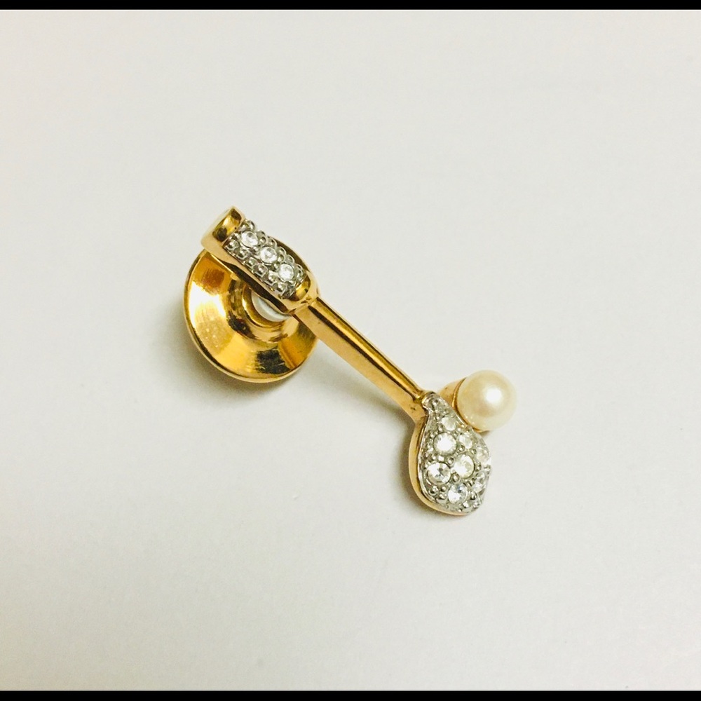 NWOT Swarovski Golf Theme Gold Tone Pearl Crystal Brooch Pin